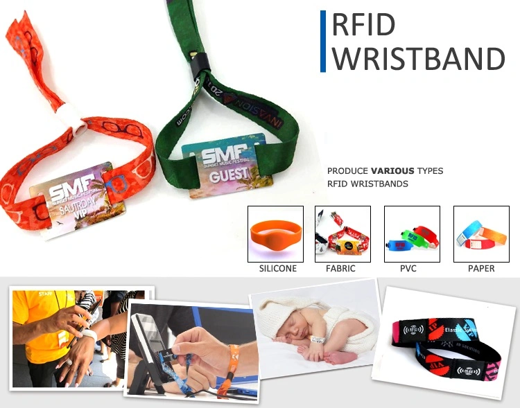 RFID Nylon/Polyester Woven Wristband with Mini RFID/NFC Tag in Access Control