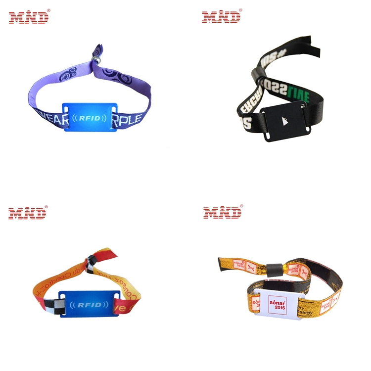 Disposable 13.56MHz Customized Design Passive RFID Woven Fabric Wristband