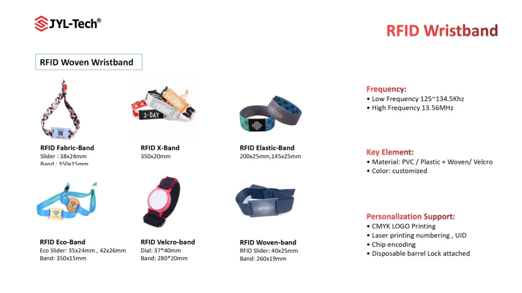 Em4200 Em4305 Tk4100 Silicone RFID Wristband 125kHz RFID Silicone Wristband
