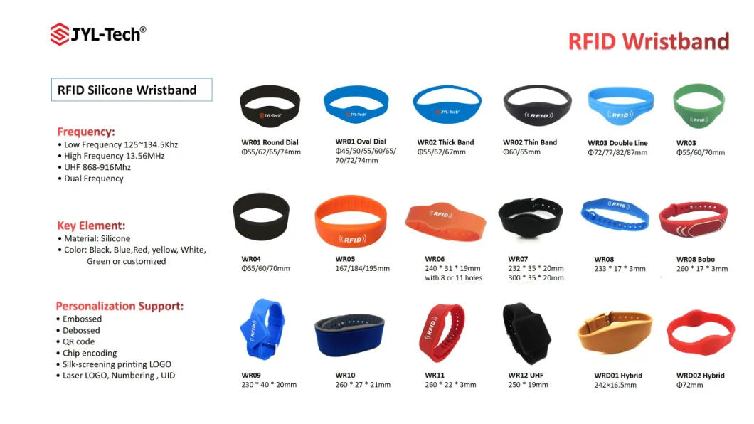 Em4200 Em4305 Tk4100 Silicone RFID Wristband 125kHz RFID Silicone Wristband