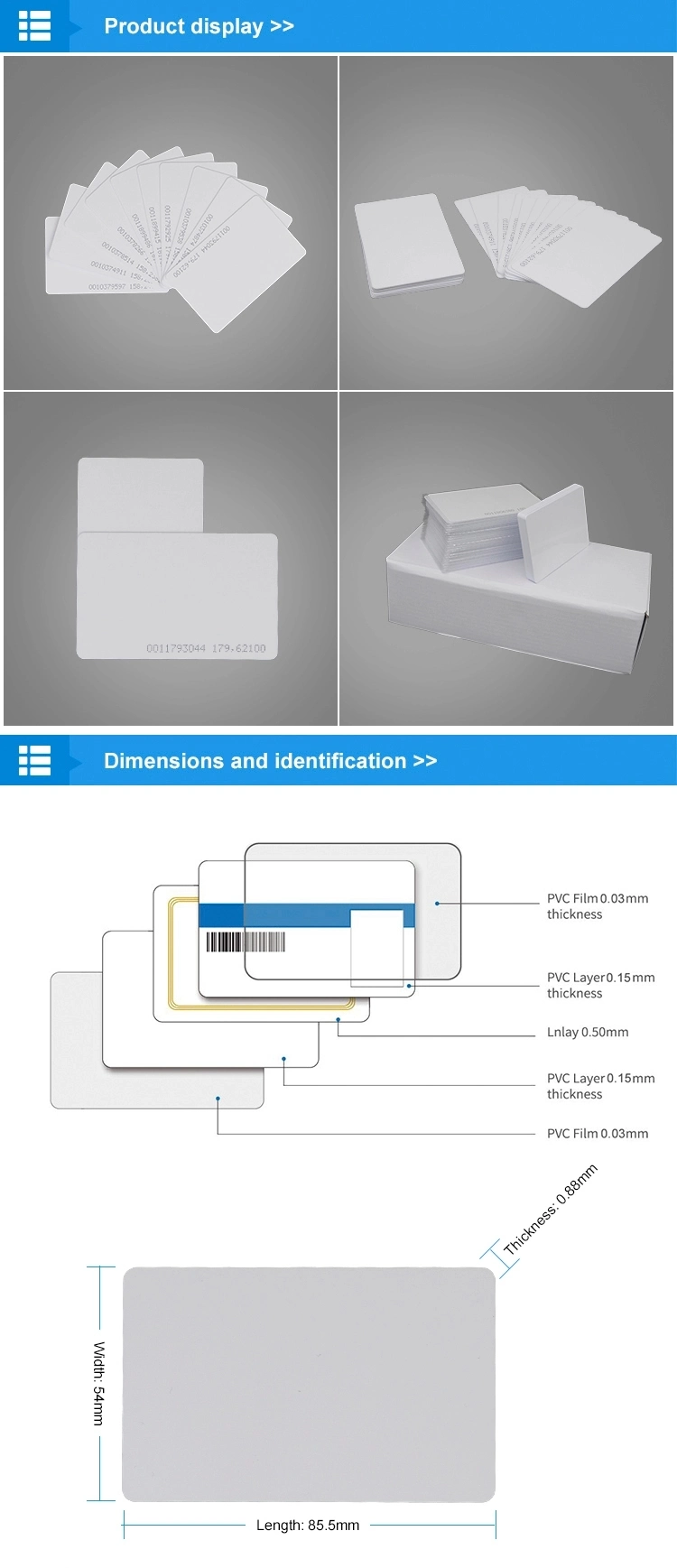 ID Thin Card 125kHz RFID PVC Blank Smart ID Card for Access Control