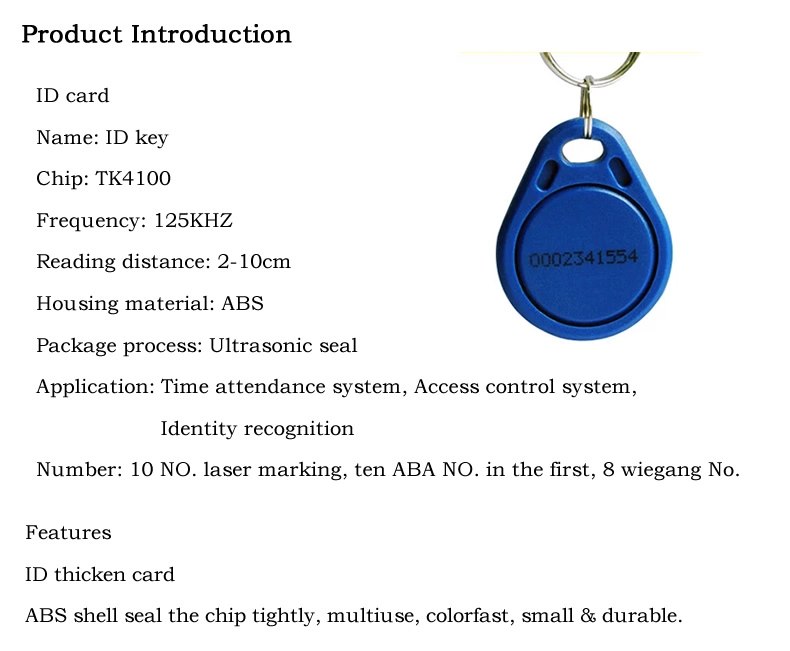 Keytag RFID RFID 125kHz Proximity Rewritable Keytag Tk4100 T5577 RFID Keyfob for Access Control