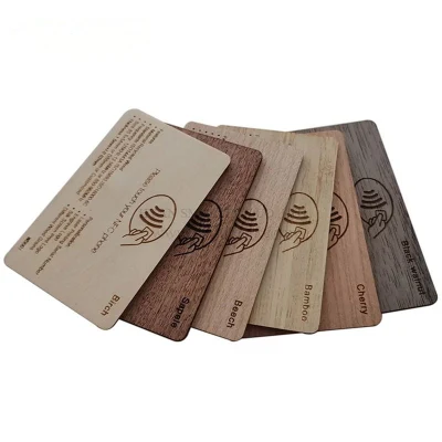 Logo Printing 13.56MHz RFID NFC Bamboo Wood Card for Management