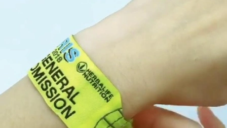 Custom Event Festival Club Concert Polyester Woven Fabric Bracelet Plastic Lock RFID Woven Wristband
