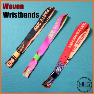 Disposable Fabric Polyester Woven Wristband with Serial Number Plastic RFID Tags RFID Wrist Band