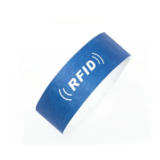 Waterproof Custom Printing 13.56MHz NFC Chip RFID Thermal Disposable Paper Wristband UHF 869-960MHz Long Range Wristband with Adhesive