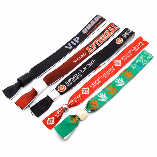 Custom Fashion Promotional Fabric RFID Textile Polyester Ribbon Elastic Bracelet Hand Disposable Nylon Woven Wristband for Sport Event No Minimum Order