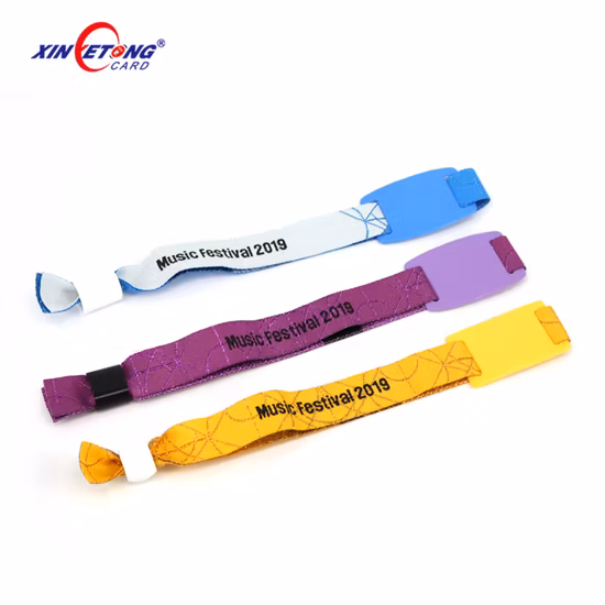 Custom 13.56MHz NFC Women Nylon Fabric Disposable RFID Wristband for Festival Events